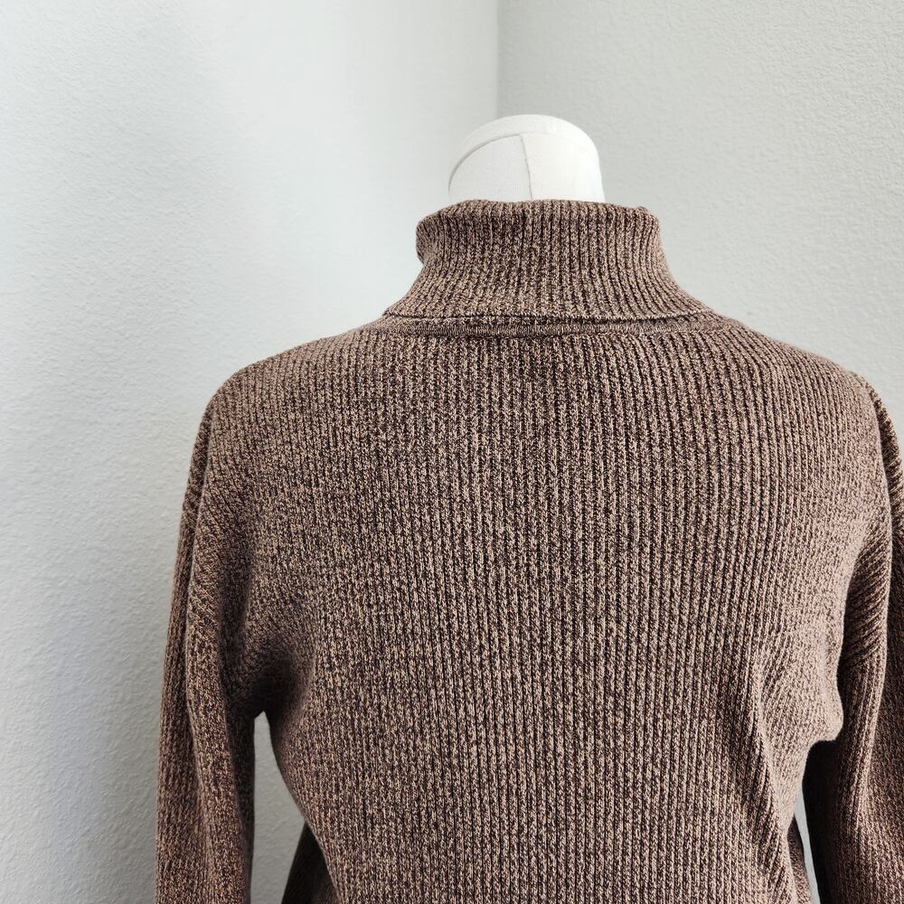Vintage Liz Claiborne Brown Knit Long Sleeve Turtle Neck Shirt L - Picture 7 of 10